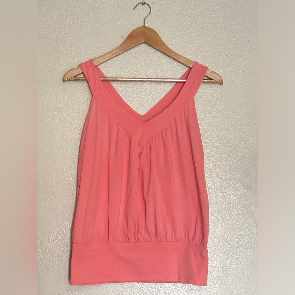 Y2K Coral Top Max Rave V Neck Bubble Top Sz Med Summer Festival Bohemian Boho